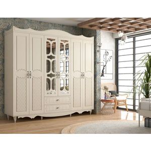 Dulap pentru haine, Rabi, Rb-049, 210x190x52 cm, PAL, Alb mat imagine