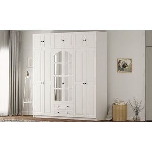 Dulap pentru haine, Rabi, Rb-185-16, 210x240x52 cm, PAL, Alb mat imagine