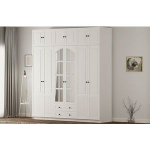 Dulap pentru haine, Rabi, Rb-185-19, 210x210x52 cm, PAL, Alb mat imagine