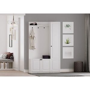 Cuier de perete, Rabi, Rb-044, 120x200x35 cm, PAL, Alb mat imagine