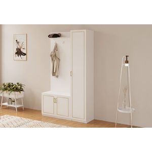 Cuier de perete, Rabi, Rb-092, 120x200x35 cm, PAL, Alb mat imagine