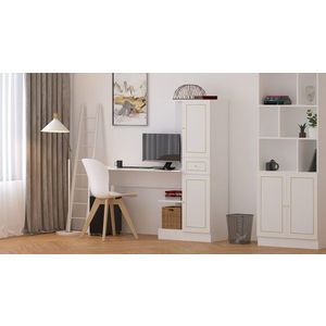 Set birou si biblioteca, Rabi, Rb-087, 120x75x40 cm, PAL, Alb mat imagine