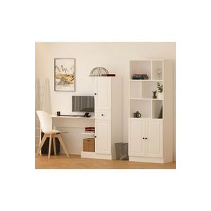 Set birou si biblioteca, Rabi, Rb1000401557, 155x150x40 cm, PAL, Alb mat imagine