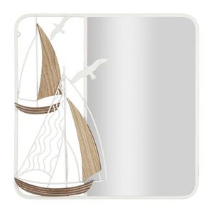 Oglinda de perete Adriatic, Mauro Ferretti, 60x60 cm, MDF/fier, alb'maro imagine