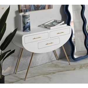 Consola Venus, Mauro Ferretti, 110x40x80 cm, MDF/fier, alb/auriu imagine