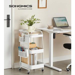 Carucior cu 3 rafturi, Songmics, 43.3x32.3x73.9 cm, max 30 kg, alb imagine
