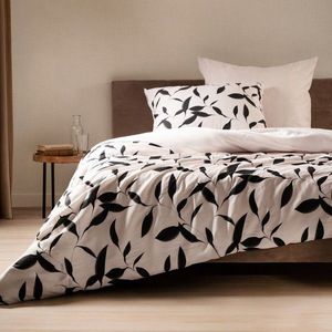 Lenjerie de pat dubla Lydia, Homla, 3 piese, 160x200 cm, bumbac satinat, bej/negru imagine