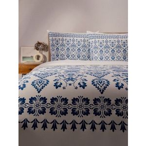 Lenjerie de pat pentru o persoana Marissa, Homla, 2 piese, 140x200 cm, bumbac, alb/albastru imagine