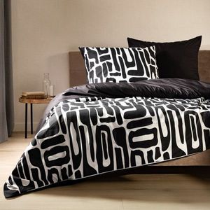 Lenjerie de pat King Size, Twilight, Homla, 3 piese, 200x220 cm, microfibra din poliester, negru/alb imagine