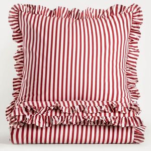 Lenjerie de pat pentru o persoana Trudy, Homla, 2 piese, 140x200 cm, bumbac, rosu/alb imagine