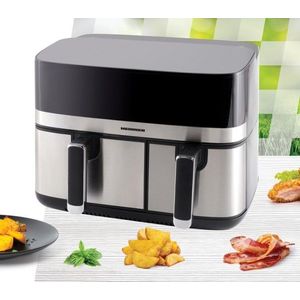 Friteuza dubla Produal Fushion, Heinner, 1700W, 9L, negru/argintiu imagine