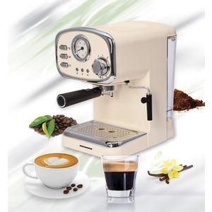 Espressor Retro Cream, Heinner, 1100W, 15 Bar, 1.25L, bej imagine
