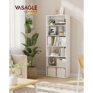 Biblioteca cu 6 rafturi, Scandinavian Style, Vasagle, 60x24x178.5 cm, PAL, alb imagine
