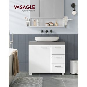 Dulap pentru baie / masca de lavoar, Vasagle, 70x30x64 cm, MDF, alb/gri ciment imagine