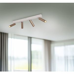 Plafoniera Ambala, TRIO, 65x4x17.5 cm, 5.5W, 4x SMD, metal, alb/aramiu imagine