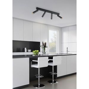 Plafoniera Ambala, TRIO, 65x13x17.5 cm, 5.5W, 4x SMD, metal, negru mat imagine