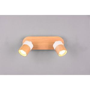 Plafoniera Aruni, TRIO, 28x9x15 cm, 10W, 2x GU10, lemn, natur/alb imagine
