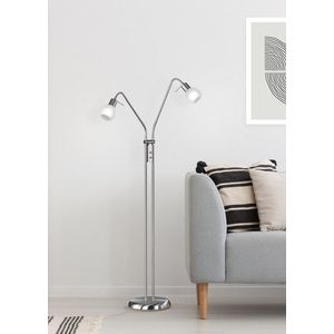 Lampadar Antibes, RL, 55x25x125 cm, 28W, 2x E14, metal, nichel mat/alb imagine