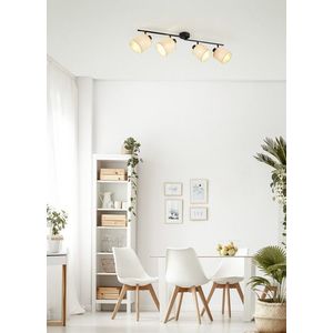 Plafoniera Aimee, RL, 87.5x13x25 cm, 10W, 4x E14, metal, negru mat/bej imagine