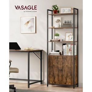Corp biblioteca cu 6 rafturi, Vasagle, 60x24x159.5 cm, PAL/otel, maro rustic imagine