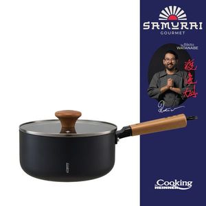 Oala cu capac, Samurai Gourmet by Rikito Watanabe si Cooking by Heinner, 20x9.5 cm, 2.7 L, aluminiu, negru/natur imagine