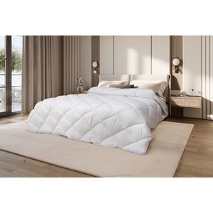 Pilota matlasata Alcam, 180x200 cm, microfibra alba, umplutura fibra siliconica, 400g/mp, nivel de caldura mare imagine