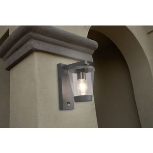 Aplica de perete pentru exterior cu senzor Cavado, TRIO, 16x28 cm, 40W, 1x E27, aluminiu, antracit imagine