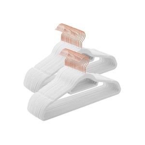 Set 50 umerase pentru haine acoperite cu catifea, Songmics, 43.5x22.5 cm, antialunecare, max 5 kg, alb imagine