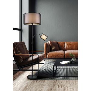 Lampadar Burton, TRIO, 45x170 cm, 60W/40W, 1x E27, 1x E14, metal, negru mat imagine