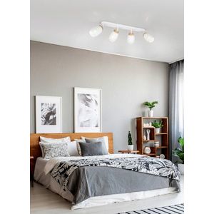 Plafoniera Bidar, RL, 74x12x27 cm, 10W, 4x E14, metal, alb mat/natur imagine