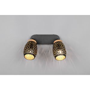 Plafoniera Bidar, RL, 28x12x27 cm, 10W, 2x E14, metal, negru/natur imagine