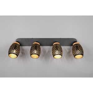 Plafoniera Bidar, RL, 74x12x27 cm, 10W, 4x E14, metal, negru/natur imagine