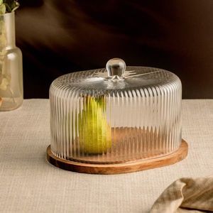 Platou cu capac Bardo, Homla, 18.5x27 cm, lemn/sticla, maro/transparent imagine