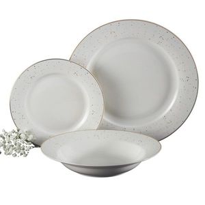 Serviciu de masa 18 piese, Aurelia, Ambition, portelan, alb/auriu imagine