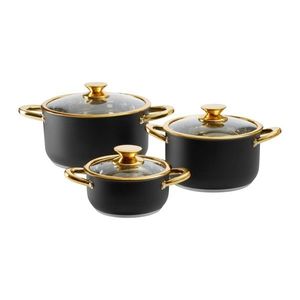 Set oale 6 piese Royal, Ambition, 16 cm/20 cm/24 cm, otel/sticla, negru/auriu imagine