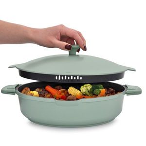 Tigaie adanca cu capac Fern, Ambition, 28 cm, 3.9 L, aluminiu, verde/negru imagine