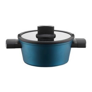 Oala cu capac Azzurro, Ambition, 28 cm, 6 L, aluminiu, albastru/negru imagine