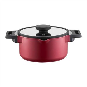 Oala cu capac Noel, Ambition, 20 cm, 2.6 L, aluminiu, visiniu/negru imagine