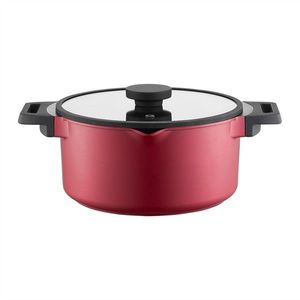 Oala cu capac Noel, Ambition, 24 cm, 4.7 L, aluminiu, visiniu/negru imagine