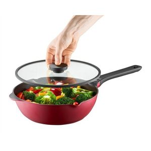 Tigaie Wok cu capac Noel, Ambition, 28 cm, aluminiu, visiniu/negru imagine