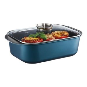 Tava cu capac Azzurro, Ambition, 40x26x11 cm, 7.5 L, aluminiu, albastru/negru imagine