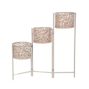 Suport pentru 3 ghivece Floero, Homla, 64x24x75 cm, metal, bej imagine