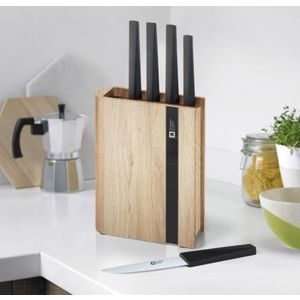 Set 5 cutite cu suport Richardson Sheffield, Edge Black, inox/lemn, negru/natur imagine