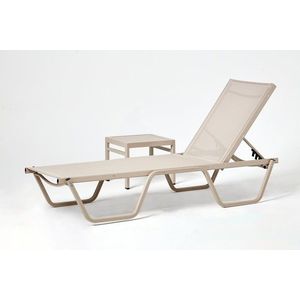 Set sezlong si masuta de gradina 2 piese, Clara, Asos, Poliester tesut cu vinil, Bej imagine
