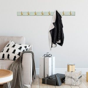 Cuier de perete din lemn, Daisetta, ASK-019, 100x7x8 cm, Lemn, Mentă / Aur imagine