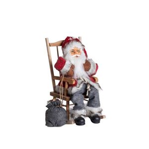 Decoratiune Mos Craciun pe balansoar Clause, Homla, 45 cm, plastic/poliester, rosu imagine