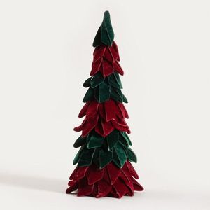 Brad artificial Burgundy Charm, Homla, 46 cm, poliester, verde/visiniu imagine