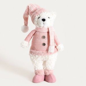 Decoratiune ursulet Pulise, Homla, 32x15x48 cm, poliester/plastic, roz/alb imagine