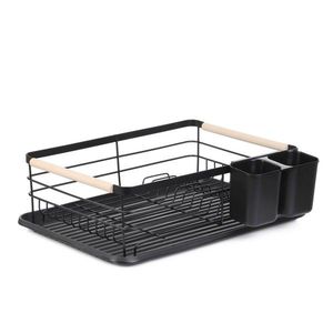 Scurgator de vase cu suport pentru tacamuri Plystre, Homla, 42x31x13 cm, metal, negru imagine