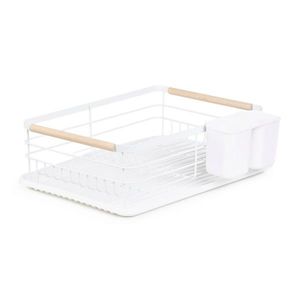 Scurgator de vase cu suport pentru tacamuri Plystre, Homla, 42x31x13 cm, metal, alb imagine